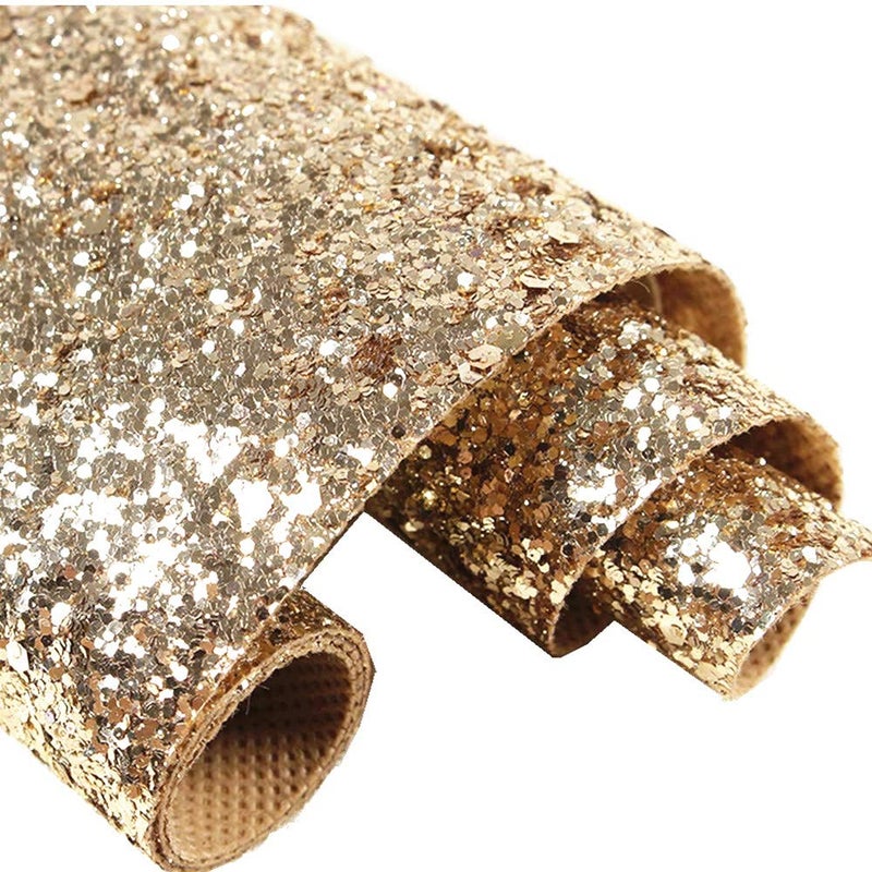DHHOUSE Self Adhesive Champagne Gold Chunky Glitter Wallpaper, Sparkle Glitter Wallpaper for Wall (17.4in x 16.4ft, Champagne Gold) - Image 1